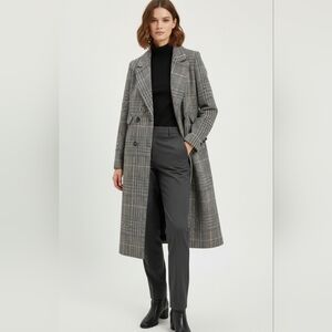 H&M Wool Blend Plaid Coat Size 8
